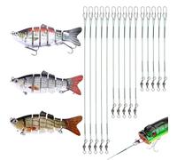 YOYEAH SÍ, Set de 3 señuelos para lucios multiarticulados con líderes de Alambre, Set de Cebo para Pesca swimbait de 15/23/30 cm, y un señuelo wobbler 3D para Agua Dulce y Agua Salada
