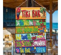 YOYI ART Tiki Bar Decor - Letreros de playa Tiki Bar, letreros de patio, accesorios de barra Tiki, letreros de metal vintage de bienvenida para el hogar, patio, al aire libre, piscina y patio