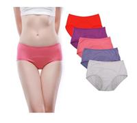 YOYI FASHION ES Viscosa de Bamb¨² Breve per¨ªodo fisiol¨®gico Bragas estancos 5 Pack Tama?o 36, Rojo, Morado, Gris y Azul Denim,Elegancia Rojo