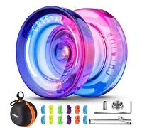 Yoyo Responsive K2 Crystal Rosa Púrpura Dual Propósito para Principiantes, Profesional con Rodamiento Kit para 12 Cuerdas y Caso