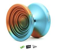 YoyoFactory Bullseye Yo-Yo - Naranja/Turquesa (Trucos de DNA, Yoyo de Metal, Cuerda, rodamiento de Bolas e Instrucciones Incluidas)