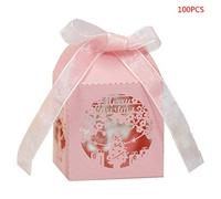 YOYOHO 100pcs Navidad Copo de Nieve Favor Regalo Caja de Dulces Almacenamiento Banquete de Boda - Rosa