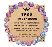 YOYOKIT Regalos de cumpleaños número 40, 50, 60, 70 para mujeres, pulsera elástica de piedra natural, decoraciones de feliz cumpleaños para su hija, amigos, esposa, hermana, mamá, tía, Piedra, No es