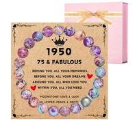 YOYOKIT Regalos de cumpleaños número 40, 50, 60, 70 para mujeres, pulsera elástica de piedra natural, decoraciones de feliz cumpleaños para su hija, amigos, esposa, hermana, mamá, tía, Piedra, No es