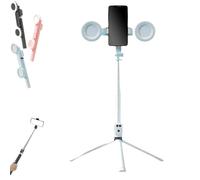 Yoyoway Tripod with Light, Yoyoway 6 in 1 Selfie Stick Tripod, Adjustable 3-Color Lighting, 67 Inch, Portable Extendable Stand 360 Rotation Compatible, for All Models (White)