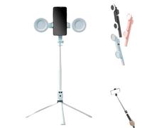 Yoyoway Tripod with Light, Yoyoway 6 in 1 Selfie Stick Tripod with Lights, Extendable Adjustable Height 360 Rotation for Phone Video Recording Content Creation (Blue)