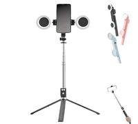 Yoyoway Tripod with Light, Yoyoway 6 in 1 Selfie Stick Tripod with Lights, Extendable Adjustable Height 360 Rotation for Phone Video Recording Content Creation (Black)