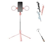 Yoyoway Tripod with Light, Yoyoway 6 in 1 Selfie Stick Tripod with Lights, Extendable Adjustable Height 360 Rotation for Phone Video Recording Content Creation (Pink)