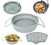 YoyoYolo Molde Silicona Freidora Aire [2 Unidades] [20 cm] + Alfombrilla Silicona [1 Unidad] [17 cm] +5 litros | Accesorios Freidora Aire | Molde Airfryer Silicona | Rejilla Silicona Freidora Aire