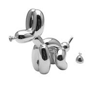 YOYUMI Adorno de Escultura Perro Globo Chapado, Superficie con Efecto Espejo,Ideal para decoración de Sala de Estar, Dormitorio, Oficina o exhibición de Tienda, 10 * 10 * 4 cm, Plata
