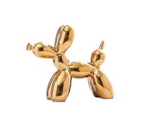 YOYUMI Adornos de Escultura Perro Globo galvanizado, Estatua de cerámica con Brillo especular para decoración de Sala de Estar, Dormitorio y Oficina, Dorado, 10,5 x 10,5 x 4 cm