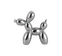 YOYUMI Adornos de Escultura Perro Globo galvanizado, Estatua de cerámica con Brillo especular para decoración de Sala de Estar, Dormitorio y Oficina, Plateado, 10,5 x 10,5 x 4 cm