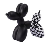 YOYUMI Escultura Perro Globo a Cuadros, Estatua de Resina, decoración para el hogar y la Oficina, para Sala de Estar, Dormitorio, Escritorio, 21 x 18 x 9 cm, Color Negro con cuadrícula Blanca