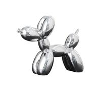 YOYUMI Escultura Perro Globo Chapado, Adorno de Lujo Esculturas, Estatua de Resina para decoración de Sala de Estar, Dormitorio y Oficina, Acabado Brillante, Plata 18 x 20 x 9 cm