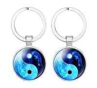 YOYUMI Keychain Llavero Accesorios De Estilo Chino Yin Yang Tai Chi Chismes Mapa Panda Gato Huella Tiempo Joya Llavero Pequeño Regalo Dragón De Hielo Tai Chi 2 Piezas