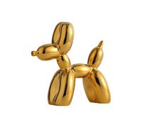 YOYUMI Mini Escultura Perro Globo Chapado, Adorno de Lujo Pequeña Esculturas, Estatua de Resina para decoración de Sala de Estar, Dormitorio y Oficina, Acabado Brillante, Amarillo 9,5 x 9,5 x 4 cm