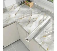 YOYUMI Vinilo cocina de mármol Estampado floral dorado gris 40 * 300cm | Papel pintado de cocina autoadhesivo resistente al aceite con textura de granito