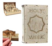 YOZO Family Easter Holy Week Gift A Unique Religious Heirloom，Handmade Wooden Easter Scene DIY Educational Book Kit,Display Unique Easter，Easter Handmade Family Home Decoration Keepsake