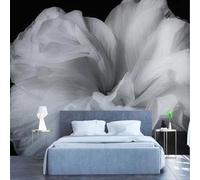 YOZYOOOZ Hermosas flores blancas pintadas a mano, pintura al óleo de flores 3D, murales despegables y adhesivos, removibles, de PVC, impermeables, adecuados para dormitorio y sala de estar.