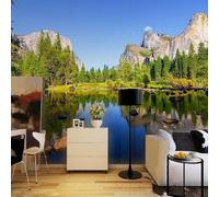 YOZYOOOZ Mural 3D autoadhesivo con paisaje de lago, montaña, agua, cielo azul, para sala de estar, dormitorio, restaurante, decoración del hogar y oficina