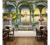 YOZYOOOZ Mural 3D autoadhesivo de PVC con paisaje natural y pilares de estilo europeo, adecuado para sala de estar, oficina, dormitorio, habitación infantil, decoración del hogar.