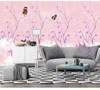 YOZYOOOZ Mural 3D con diseño de mariposas, flores rosas y moradas, autoadhesivo, ideal para decorar dormitorios y oficinas.