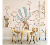 YOZYOOOZ Mural 3D de globo aerostático pintado a mano para interiores, adecuado para sala de estar, dormitorio, pasillo, arte de pared moderno, decoración del hogar