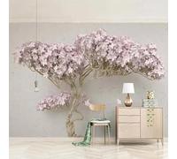 YOZYOOOZ Mural de papel tapiz grande con escena de árbol de arte morado moderno creativo, decoración de pared adecuada para dormitorio, sala de estar, habitación de niños