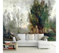 YOZYOOOZ Papel tapiz 3D con árboles verdes pintados a mano europeos y paisajes rurales, sala de estar, TV, sofá, dormitorio, estudio, habitación infantil, arte de pared, decoración