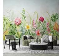 YOZYOOOZ Papel tapiz 3D de flores de acuarela pintadas a mano y plantas tropicales, murales de pared autoadhesivos para inquilinos, decoración artística para dormitorio y sala de estar.
