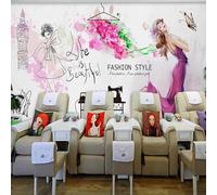 YOZYOOOZ Papel tapiz 3D de salón de belleza con dibujos de chicas pintadas a mano, autoadhesivo, ideal para dormitorio, TV, sala de estar y decoración.