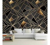 YOZYOOOZ Papel tapiz 3D geométrico abstracto creativo de oro negro para jardín de infantes, dormitorio, sala de estar, habitación de niños, TV, sofá, fondo de pared