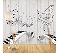 YOZYOOOZ Tablero de madera pintado a mano con símbolo de música de piano, papel tapiz 3D para jardín de infantes, dormitorio, sala de estar, habitación de niños, TV, sofá, fondo de pared