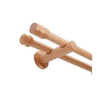 YPAPBHT Barra de Cortina de Madera Maciza de Haya, Barra Simple, Doble, Doble propósito, Barra Romana telescópica, Soporte de Enchufe de Anillo Colgante(140CM)