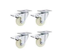 YPAPBHT Ruedas Ultra silenciosas y Resistentes al Desgaste, Ruedas giratorias de Poliuretano Blanco de 1,5/2/3/4/5 Pulgadas, Ruedas Resistentes con Frenos, Paquete de Cuatro(2 Inches,Brake Wheel)