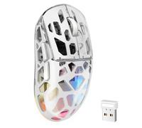 YPBDAN KM-2 - Ratón inalámbrico para computadora portátil con carcasa transparente de panal de abeja, trimodo 2.4G/Type-C/BT 5.2, 11 luces RGB, 60 horas, ergonómicamente programables, ratones de