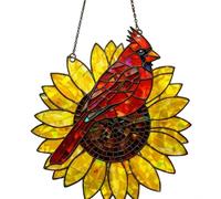 YPBEW Colgantes de ventana, pájaros y girasoles para colgar inauguraciones de casa, decoración de plantas falsas, acrílico