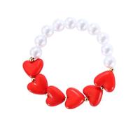YPBEW Collar de cuentas de resina y perlas en forma de corazón portátil para mujer, busca diseños únicos, accesorios románticos, perlas de imitación con cuentas, One Size, como se describe, como se