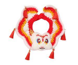 YPBEW Collar de punto para mascotas, accesorio para festival, bufanda de perro de baile de leones para gatos y perros, bufanda de Año Nuevo chino