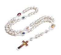 YPBEW Collar de rosario de cadena de cuentas con colgante de cruz, rosario católico simple para colgante religioso católico, moderno, elegante y religioso, Medio, como se describe, como se describe