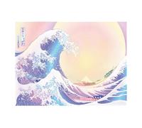 YPBEW Tapiz decorativo de pared con temática japonesa con patrón clásico de gran ondulado, textura suave para dormitorio, sala de estar, estilo tradicional japonés para colgar en la pared