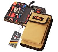 YPC ZipCaddy L - Organizador de herramientas con bolsillo exterior grande y 17 asas de sujeción, bolsa de herramientas vacía, carpeta de herramientas, bolsa de alicates, funda para herramientas