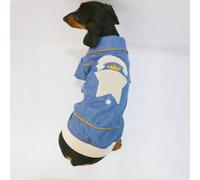 YPDOPORA Abrigo para Perro Salchicha, Chaqueta Vaquera con Solapa para Perro, Chaqueta con Patas para Perros, Chaquetas De Invierno con Capucha para Mascotas, Abrigos para Perros Pequeños,Azul,XS