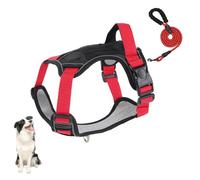 YPDOPORA Arnés Reflectante Ajustable Antitirones para Perros con Asa, 2 Cierres Gruesos, 4 Hebillas Deslizantes, Arnés Oxford Suave para Perros Pequeños, Medianos Y Grandes.,Rojo,S