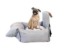 YPDOPORA Asiento De Coche para Perros, Asiento Elevador para Cachorros, Transportador De Viaje para Perros con 2 Correas Ajustables para Perros, Arnés para Perros con Cinturones, Lavable,Gris