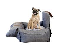 YPDOPORA Asiento De Coche para Perros, Asiento Elevador para Cachorros, Transportador De Viaje para Perros con 2 Correas Ajustables para Perros, Arnés para Perros con Cinturones, Lavable,Negro