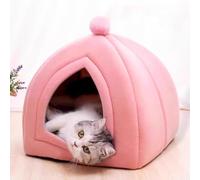 YPDOPORA Cama para Gatos De Interior, Casa Plegable para Gatos, Cueva para Gatos, Carpa Tipo Domo con Cojín Extraíble Y Lavable, Casetas para Gatitos con Base Antideslizante para Gatos,Rosado,M