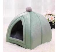 YPDOPORA Cama para Gatos De Interior, Casa Plegable para Gatos, Cueva para Gatos, Carpa Tipo Domo con Cojín Extraíble Y Lavable, Casetas para Gatitos con Base Antideslizante para Gatos,Verde,L