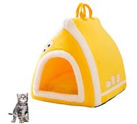 YPDOPORA Cama para Gatos Semicerrada para Todas Las Estaciones, Tienda De Campaña para Perros, Refugio para Mascotas, Cama Tipo Perrera Plegable Y Suave, Nido para Gatos Lavable,Amarillo,M