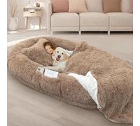 YPDOPORA Cama para Perros Y Humanos, Tamaño De 71'' X 45'' X 12'', Se Adapta A Personas Y Mascotas, 10 Cm De Grosor, Espuma Viscoelástica, Lavable, Cama Grande, Cama Plegable para Perros,Marrón